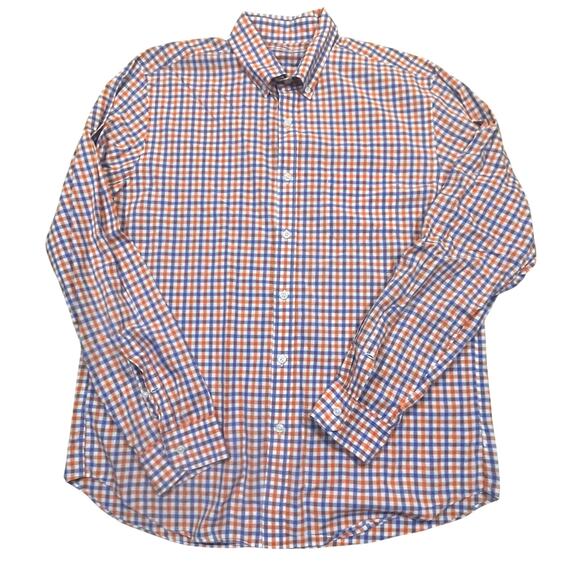J crew Other - J.Crew Large Lightweight Button Down Shirt Orange Blue Gingham Check 100% Cotton